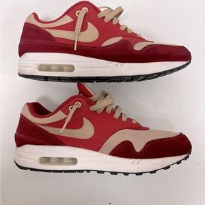 Red tan maroon Nike air maxes